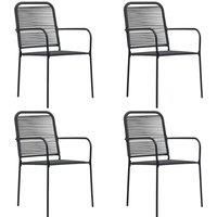 4x Garden Chairs Cotton Rope and Steel Black Outdoor Patio Armchair vidaXL
