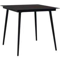 VidaXL Outdoor Garden Dining Side Coffee Table Black Steel & Glass L80xW80xH74cm