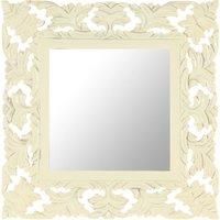 Hand Carved Mirror Hall Wooden Wall-Mounted Mirror Solid Mango Wood vidaXL