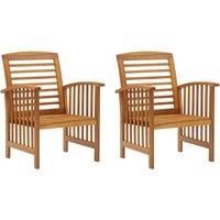vidaXL Garden Chairs 2 pcs, Solid Acacia Wood Brown with an Oil Finish, Handcrafted Outdoor Wood Furniture, Unique Patio & Terrace Addition, Comfortable Seating Dimension, Assembly Required