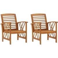 vidaXL Solid Acacia Wood 2x Garden Chairs Furniture Wooden Outdoor Seating Patio Terrace Seat Dining Dinner Slatted Chairs Armchair Set