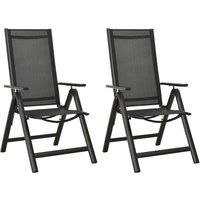 vidaXL Folding Garden Chairs 2 pcs Textilene and Aluminium Black