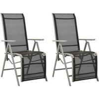 vidaXL Reclining Garden Chairs 2 pcs Textilene and Aluminium Silver