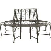 vidaXL Circular Garden Tree Bench for Outdoor Use - Weather-Resistant Steel with 150 kg Max Load per Seat - Silver Grey