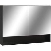 vidaXL LED Bathroom Mirror Cabinet Black 80x15x60 cm MDF