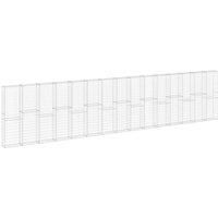 vidaXL Gabion Wall with Covers Outdoor Patio Garden Cage Planter Border Stone Basket Retaining Wall Fence Galvanised Steel 900x30x200 cm