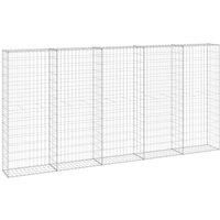 Gabion Wall with Covers Outdoor Cage Retaining Wall Galvanised Steel vidaXL