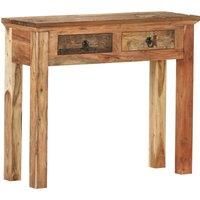 vidaXL Console Table with Two Drawers & Reclaimed Accents - Solid Acacia Wood Construction - Ideal for Living Room or Hallway - Brown