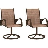 2x Garden Swivel Chairs Textilene and Steel Outdoor Seat Grey/Brown vidaXL