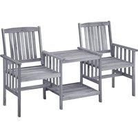 Solid Acacia Wood Garden Chairs with Tea Table Dining and Chair vidaXL