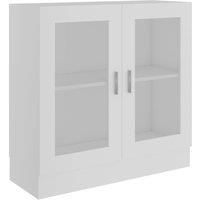 vidaXL White Vitrine Cabinet - Sleek Freestanding Engineered Wood Storage Unit with 2 Doors for Living Room, Bedroom, or Office