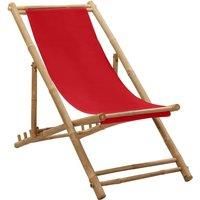 Deck Chair Bamboo and Canvas Outdoor Beach Camping Seat Multi Colours vidaXL