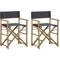 vidaXL Folding Director's Chairs 2 pcs Dark Grey Bamboo and Fabric