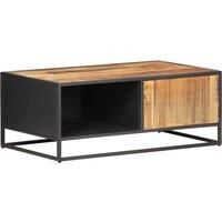 HOMCOM Industrial-Style Side Table w/ Drawer Open Shelf Steel Frame Base Retro