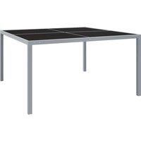 Garden Table Grey Steel and Glass Outdoor Furniture Patio Dining vidaXL
