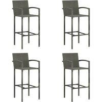2/4x Bar Stools Grey Poly Rattan Kitchen Stool Armchairs Multi Colours vidaXL