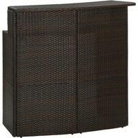 vidaXL Contemporary Garden Bar Table in Brown Poly Rattan with 2-Tier Storage - 120x55x110 cm for Outdoor Patio, Deck and Garden
