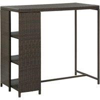 vidaXL Bar Table with Storage Rack - Brown PE Rattan and Steel Construction for Home, Garden, Bar, Pub, Restaurant - Rectangular, Lightweight, Durable