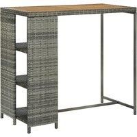 vidaXL Bar Table with Storage Rack Grey 120x60x110 cm Poly Rattan