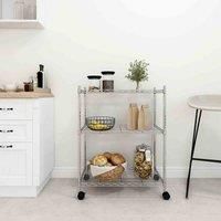 vidaXL 3-tier Storage Rack With Wheels 60X35X81cm Chrome 150 Kg