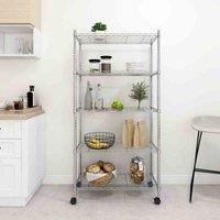 Vidaxl 5-tier Storage Shelf With Wheels 75X35X155 Cm Chrome 250 Kg
