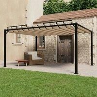 vidaXL Gazebo with Adjustable Louvered Roof, Taupe Fabric, Water and Dirt Proof, Sturdy Aluminium Frame, Ideal for Backyard, Garden and Patio, 3x4 m