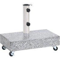 vidaXL Outdoor Umbrella Base-Stand in Light Grey Granite with Stainless Steel Tube and Wheels, Adapters for 38/48 mm Poles, Garden Furniture Accessory