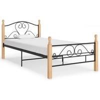 vidaXL Single Bed Frame | Sturdy Metal Construction with Light Oak finish | 210x107x90 cm Sizes | Industrial Style for Bedrooms