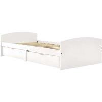vidaXL Single Bed Frame with 2 Drawers - Solid Pine Wood - White - Scandinavian Style Design - Includes Slatted Base - Size 90x200 cm