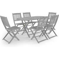 Solid Acacia Wood Garden Dining Wooden Table & Chair Grey Set 7/9 Piece vidaXL