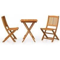 vidaXL Acacia Wood Folding Garden Dining Set - 3 Piece Square Table and Chairs, Oil Finished, Space-Saving Furniture for Outdoor Patio, Deck