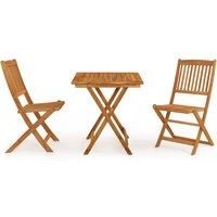 vidaXL 3-Piece Folding Garden Dining Set – Solid Acacia Wood Construction, EasyCare Oil Finish, Space-Saving Design, Comfortable Seating, Ideal for Outdoor Spaces