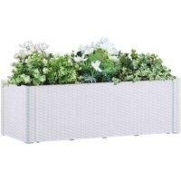 vidaXL Garden Raised Bed White - Indoor/Outdoor Use, Self-Watering System, Rattan Look, UV and Frost Resistant - Made from Polypropylene, 100x43x33 cm, 90L Capacity