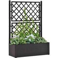 vidaXL Self-Watering Garden Raised Bed with Built-In Trellis – Robust, UV and Frost Resistant, Anthracite Plastic Indoor/Outdoor Planter