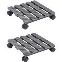 vidaXL Plant Trolleys 2 pcs Grey 30x30x7.5 cm WPC