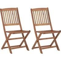 vidaXL Folding Outdoor Chairs - Solid Acacia Wood - 2 pcs - Easy Maintenance - Space Saving - Farmhouse Style