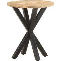 vidaXL Solid Mango Wood End Side Table - Circular Sofa Couch Accent Piece with Powder-Coated Iron Legs - Industrial Style Living Room/Bedroom Furniture (48x48x56cm)