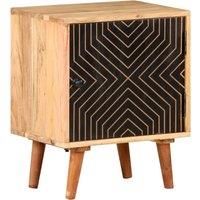 vidaXL Bedside Cabinet in Solid Acacia Wood | Elegant Storage Solution With Spacious Room, Black Paint Finish Door and Easy Assembly