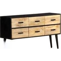 vidaXL Sideboard in Solid Mango Wood with Iron Legs - Retro Style Storage Cabinet with 6 Drawers - Durable and Sturdy - Ideal Living Room Furniture