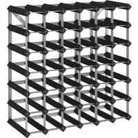vidaXL Solid Pine Wood Wine Rack - Black 42 Bottle Capacity Holder, Freestanding Storage, for Kitchen/Living Room