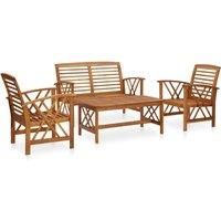 vidaXL Solid Acacia Wood Garden Lounge Set 4 Piece Wooden Outdoor Furniture Set Slatted Design Bench Coffee Table Dining Chair Patio Seating