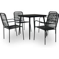 Garden Dining Set Table and Chair Cotton Rope & Steel Black 3/5 Piece vidaXL