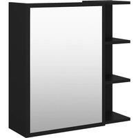 vidaXL Modern Bathroom Mirror Cabinet with 5 Compartments, Black Engineered Wood and Acrylic, Spacious and Practical Design, 62.5x20.5x64 cm