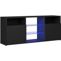 vidaXL Modern Black TV Cabinet with LED Lights - Spacious Storage for Console, DVD Player and Streaming Device - Easy-to-Assemble, Durable Construction