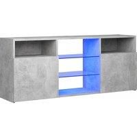 vidaXL TV Cabinet with LED Lights Indoor Furniture Bedroom TV Stand Unit Living Room Entertainment Centre Hifi Cabinet Concrete Grey