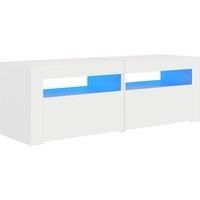 vidaXL Modern White TV Cabinet with Dynamic RGB LED Lights, Ample Storage Space for Media Devices, Engineered Wood Constructed Entertainment Unit