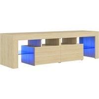 vidaXL TV Cabinet with LED Lights Sonoma Oak 140x36.5x40 cm, Brown