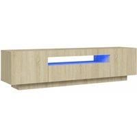 Vidaxl Tv Cabinet With Led Lights Sonoma Oak 160X35X40 Cm, Brown