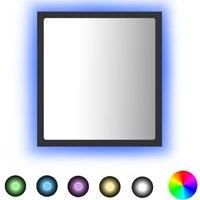 vidaXL LED Bathroom Mirror Modern Rectangle Frame Bathroom Glass Mirror Wall Mounted Washroom Furniture Toilet Indoor Grey Chipboard