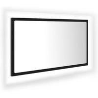 vidaXL LED Bathroom Mirror Chipboard Washroom Furniture Vanity Unit Illuminated Bath Vanity Wall-Mounted Mirror Dimmable Lighting Black